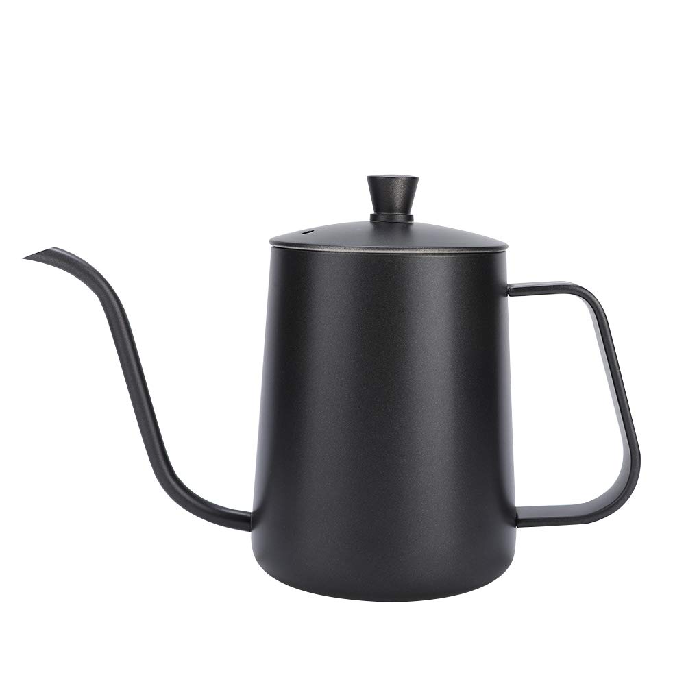 ACOGEDO Gooseneck Kettle, 304 Stainless Steel TPFE Stovetop Kettle Gooseneck Kettle Stovetop Modern Design for Induction Cooker And Open Flame Heating (600ml Teflon black)