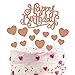 Happy Birthday Cake Topper(2 Pezzi)+ Forma Di Cuore Cake Topper(12 Pezzi)per Matrimonio Compleanno Baby Shower Party Decorazioni per Torte di San Valentino