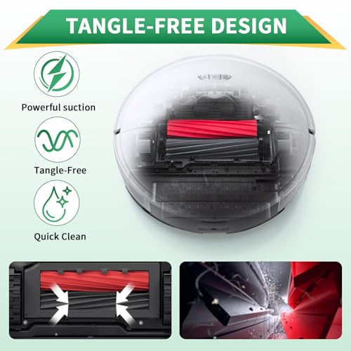 Image of 4-Pack Dual Main Brush Replacement for Roborock S8, S8+, S8 Pro Ultra, Q8 Max, Q8 Max+, Q5 Max+, Q5 Pro, Q5 Pro+ Robot Vacuum Cleaner, Rubber Roller Brush Kit