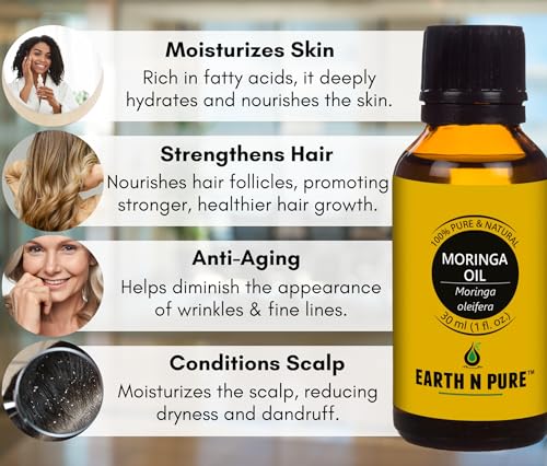 Image of Earth N Pure Moringa Oil Cold Pressed, Natural and Therapeutic Grade 30 ml