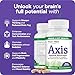 Axis Natural Brain Supplement with Curcumin C3 Complex, Bacopin, and Lion's Mane Extract - Brain & Gut Health Support, Focus, Energy, Stress Relief - 60 Capsules, All-Natural, Med Free Living (1)