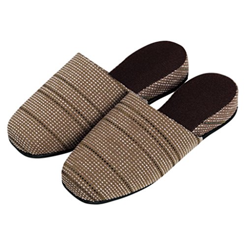 オーミケンシ ステッチ柄スリッパ ブラウン 2502 29881 オーミケンシ a559