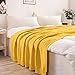 Large Yellow Cotton Knit Throw Blanket for Couch Sofa Bed - Home Decorative Soft Cozy Sweater Woven Fall Cable Oversize Knitted Blankets - 3.4 pounds 60 x 80 Inch