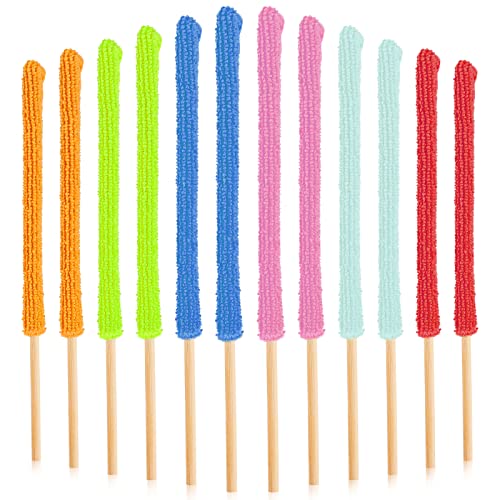 Prasacco 12 Stück Mikrofaser Staubwedel, Spaltstaubreiniger Mikrofaser-Lückenputzer Für Büros, Tassen, Fenster, Möbel, Autos, Klimaanlagen und Deckenventilatoren (6 Farben, 26,5 cm lang)