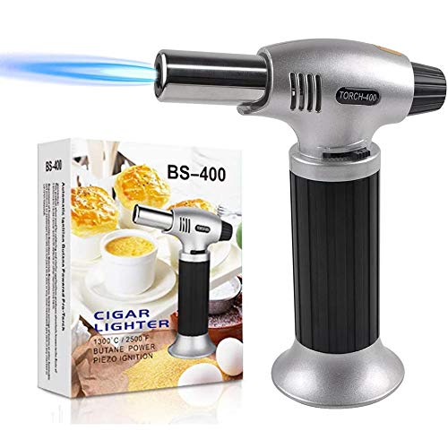 Kitchen Blow Torch lighters Professional Refillable Chefs Cooking Culinary Butane Torch with Safety Lock Adjustable Flame scorch torch Lighter for baking DIY Soldering Camping Barbecue