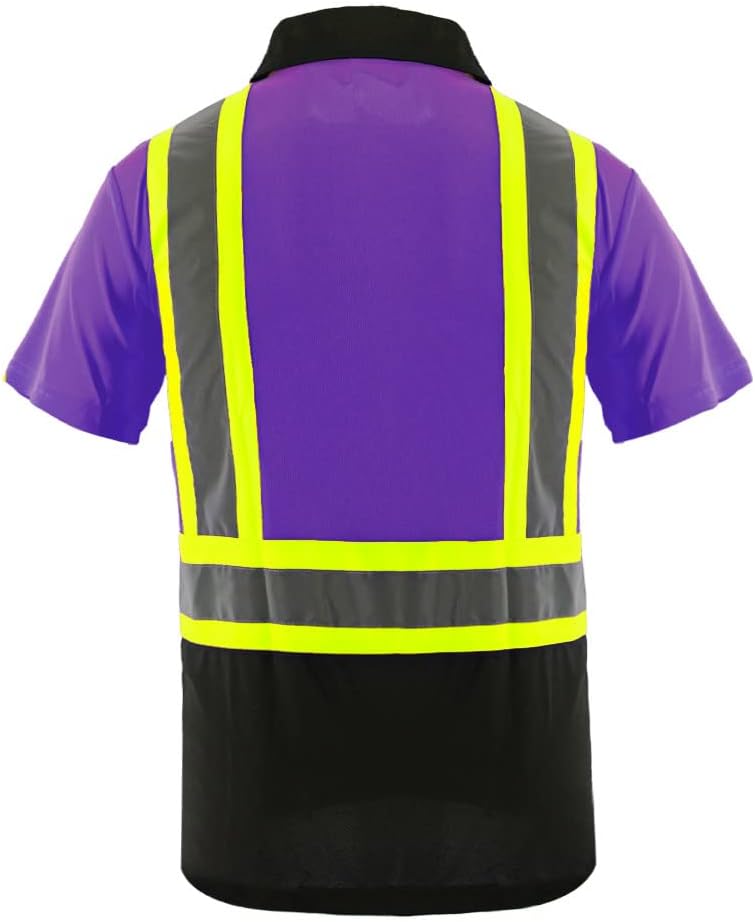 Safety Polo Shirts for Men ANSI Class 2 Safety Shirt Black Bottom Reflective Shirt for Men - Image 2