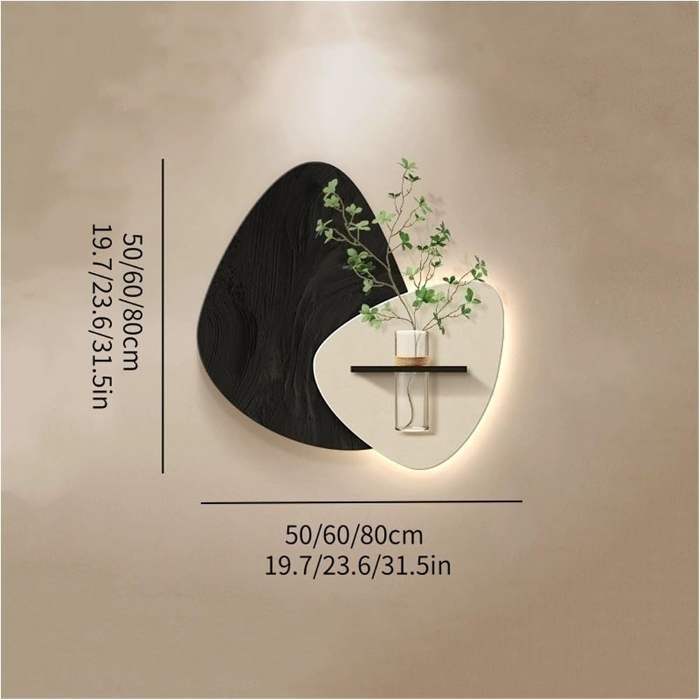 Sandstone Decor Wall Art Painting, Wall Decoration with Vase and Artificial Plant, Plug-in Power Supply LED Decorative Painting for Living Room, Entrance Hall, Corridor(Brown,31.5 * 31.5in)