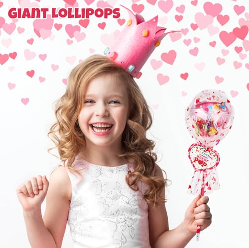 POPGIFTU Valentine Classroom Exchange Gifts for Kids – 28 Pack Lollipop-Shaped Stationery with Cards, Pencils, Erasers, Rulers & Stickers for Boys and Girls, Party Favors for School by POPGIFTU - Image 2
