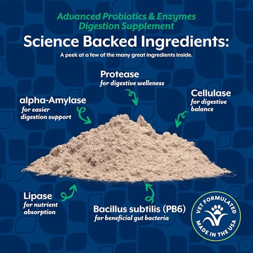 Image of NaturVet Advanced Probiotics & Enzymes Supplements for Dogs & Cats - 8 oz | Supports & Balances the GI Tract for Sensitive Stomachs & Digestive Needs, Powder