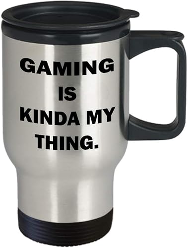 Miniatura 2 de Regalos para videojuegos, diseño de diseñador, taza de viaje – Gaming Is Kinda My Thing – Vaso de café aislado divertido y bonito regalo de