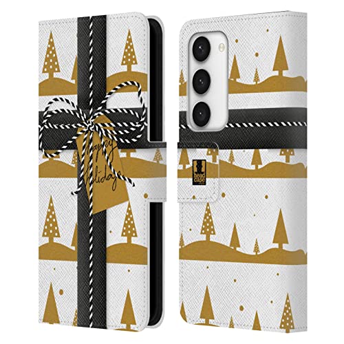 Housse en cuir pour Samsung Galaxy S23 5G aux finitions or et blanc
