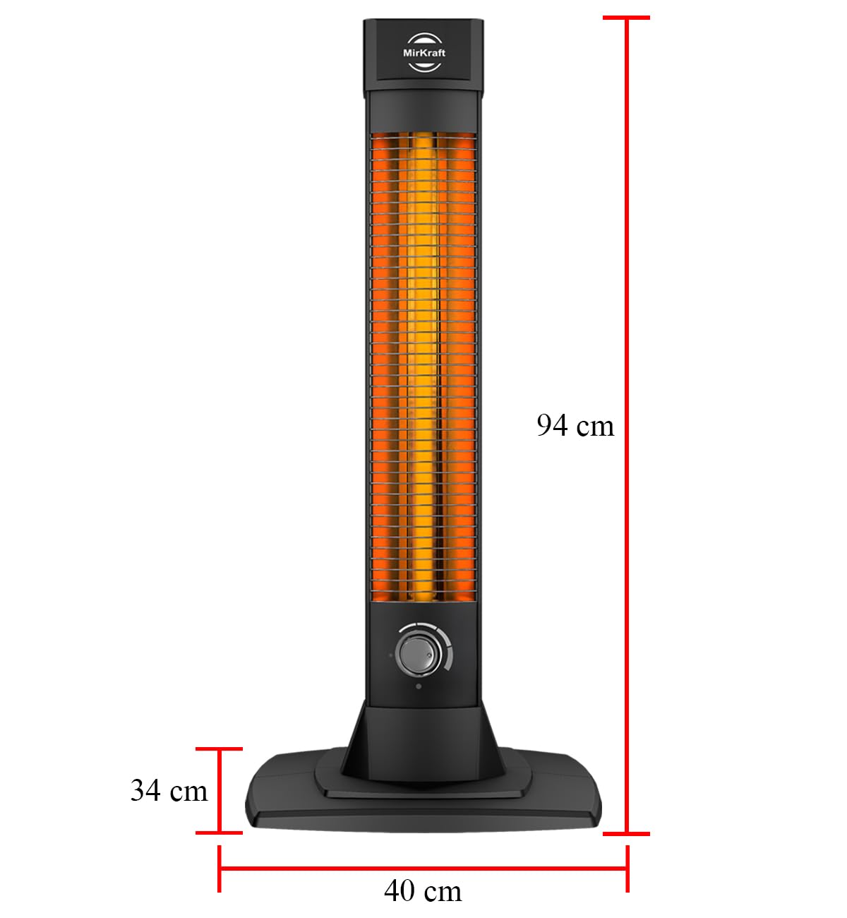 Heizstrahler Infrarot-Stand-Heizstrahler mit 2500 Watt und Kohlenstoff-Heizelement