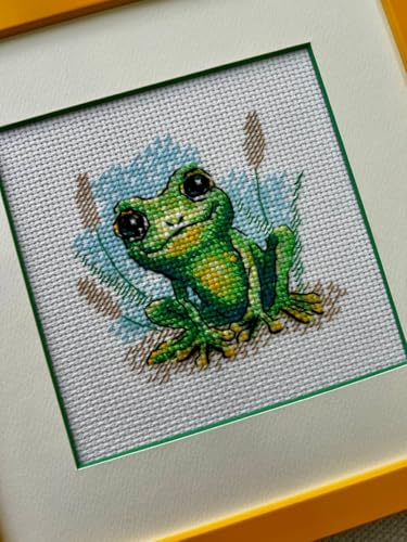 Riolis Kreuzstich Stickpackung Kleiner Frosch, Zählmuster, 15x15cm