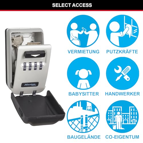 Master Lock Schlüsseltresor mit beleuchteten Zahlenrädern, Wandhalterung, Aussen, 12.6 x 7.2 x 5.2 cm, Schlüsselsafe