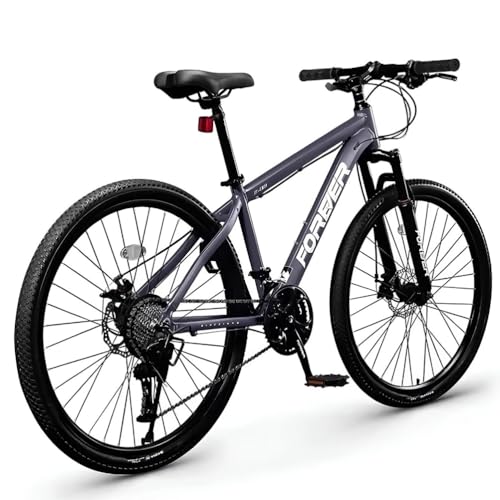 CUIOT 自転車 マウンテンバイク グラベルロードバイク 24 26 27.5インチ 27段変速MTB 高炭素鋼フレーム フロントサスペンション 前後ディスクブレーキ器 軽量 前後泥除け シティサイクル 通勤 通学 街乗り 初心者 クロスバイク,グレー,