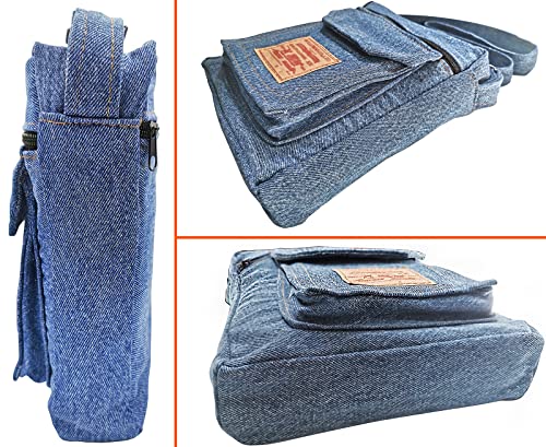 Upcycling Blue Denim Jeans Messenger Cross Body Shoulder Handbag Purse for Unisex4