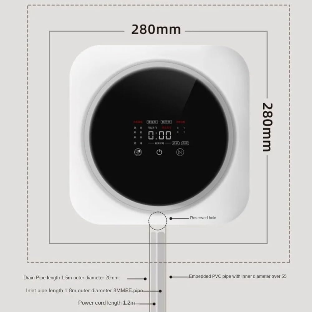 Mini Tambour Mural 3,5 L Charge Frontale Machine à Laver entièrement Automatique très Efficace pour Voyage Appartements dortoirs Chaussettes sous-vêtements