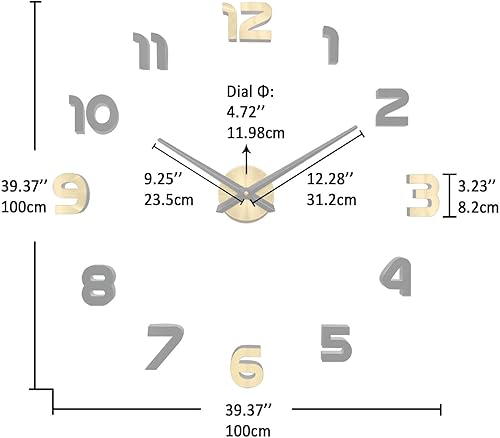 Miniatura 10 de Vangold Reloj de pared sin marco espejo 3D calcomanías de pared grandes silenciosas para sala de estar dormitorio decoración del hogar