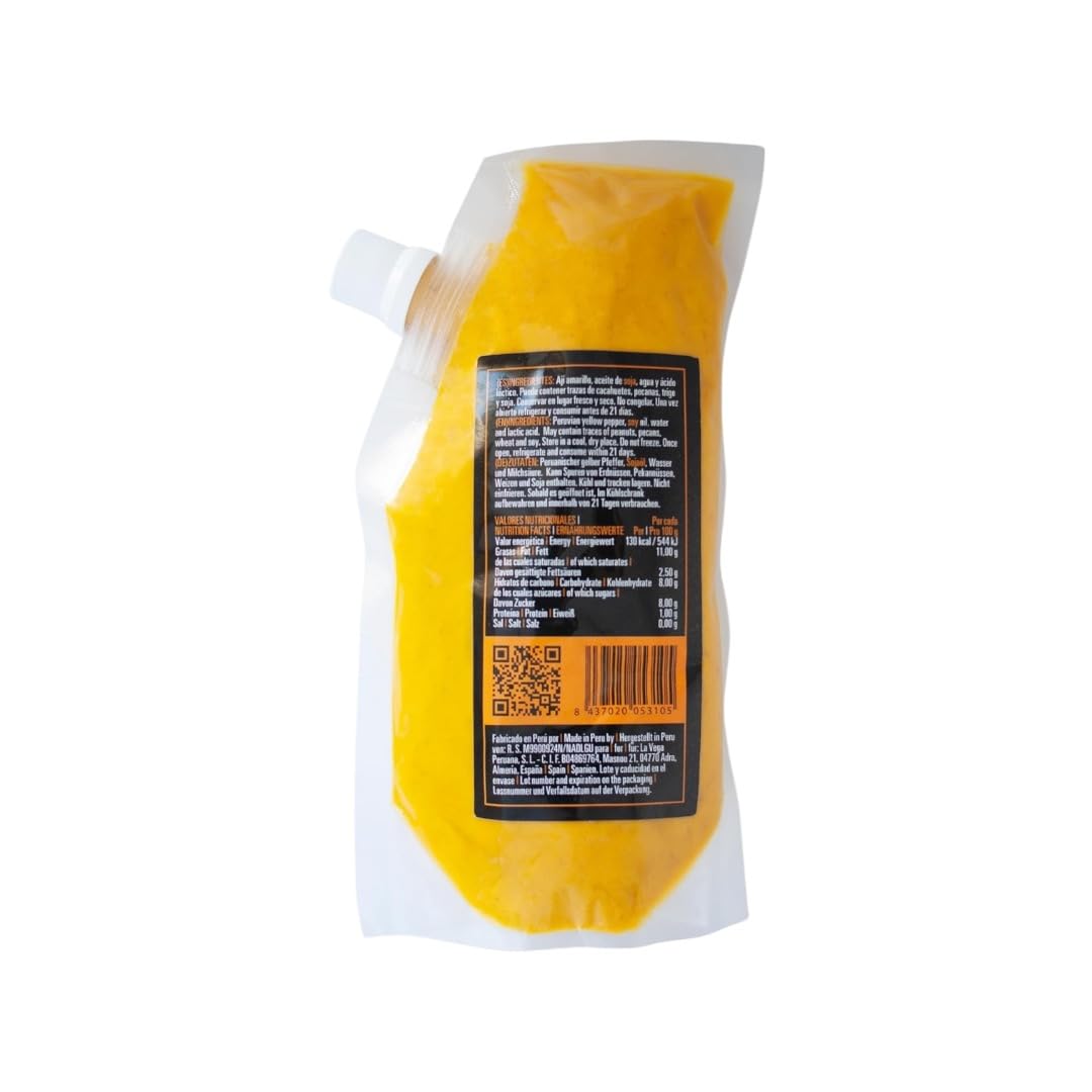Pâte à base de piment jaune sans piquant. La Sarita - 200 g - L'ingrédient fondamental de la cuisine péruvienne. Profitez du vrai et authentique goût du piment jaune péruvien. Prêt à l'emploi.