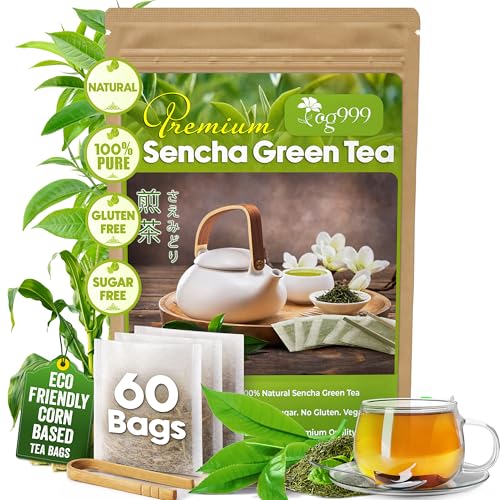 TOG999 Premium Sencha Green Tea Bags, Japanese Sencha Green Tea, 60 Bags