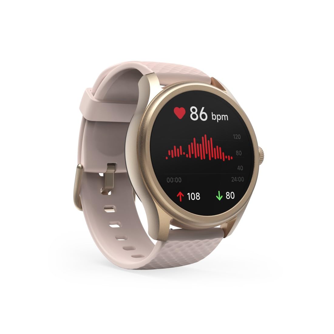 Hama Smartwatch (Farbdisplay 1,38“, Telefonfunktion, Whatsapp, E-Mails etc., Sprachassistent, Wasserschutz IP68, Schlafmonitor, 100 Sportarten + Herzfrequenz, Blutsauerstoff, Kalorien etc.) rosé