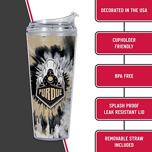 Image of Rico Industries NCAA Glitter 24oz Acrylic Glitter Tumbler with Hinged Lid, Officially Licensed Double Wall Tumbler with Straw