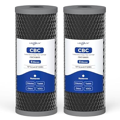 5 Micron 10" x 4.5" Whole House Activated CTO Carbon Block Water Filter Cartridge Replacement for WFHDC8001, CB-BB-10, FXHTC, FC15B, EP-BB, EPM-BB, CTO10BB, WCBFF975, CB-45-1005, CTO-F10B-5 (2 Pack)