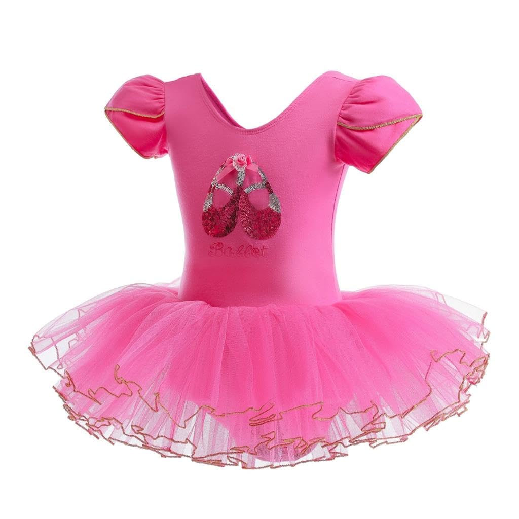 Lito Angels Tutu Danse Classique pour Enfant Fille, Robe de Ballet Ballerine, Justaucorps avec Jupe, Rose
