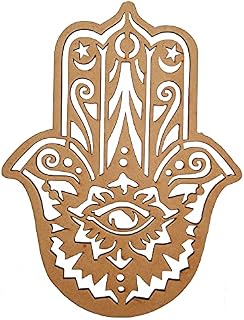 Purpledip Wooden Laser Cut Wall Hanging: Hamsa, Hand Of Fatima, Unfinished (12387)