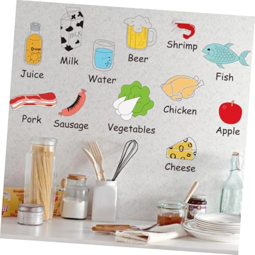 Pegatinas de cocina de PVC con motivos de vegetales y carnes para decorar la nevera de hogar 4