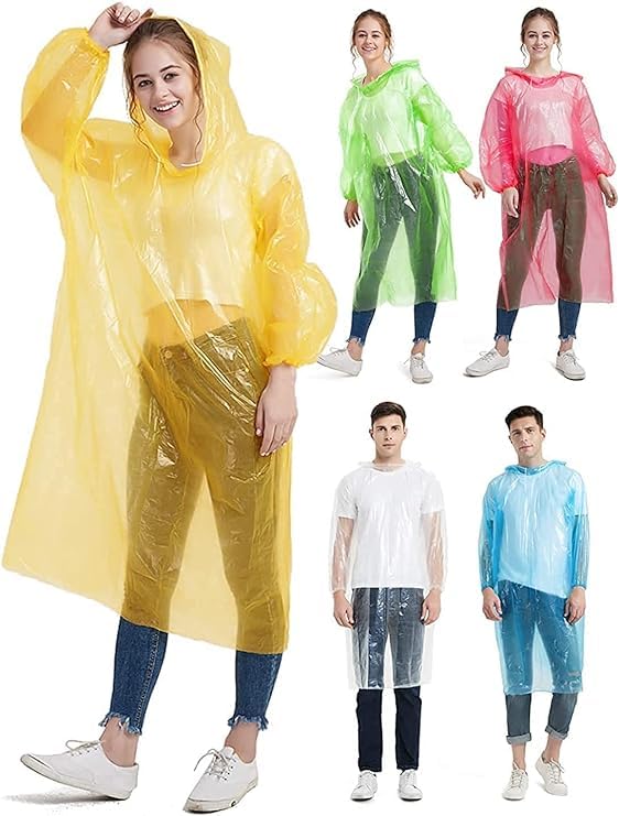 Unisex Disposable Rain Card for Emergency Use Waterproof with Smallest Pocket Size| Easy to Carry & and Reusable 2 3 time wear Thin Plastic Multi Color Free Size 4 pcs Multicolour-image-9