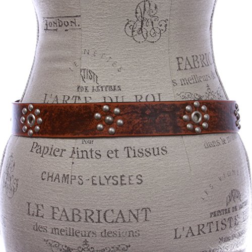 Nail Head Riveted Studs with Grommets Oval Vintage Leather Casual Belt4