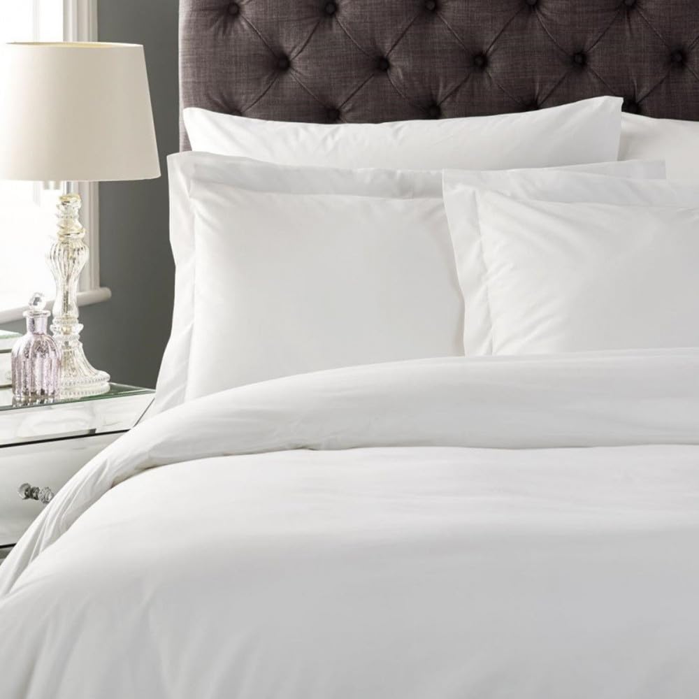 Alpes Blanc Housse de Couette 240x280 cm Unie Blanche 100% Coton 57 Fils + 2 Taies d'oreiller Assorties – Fabrication française