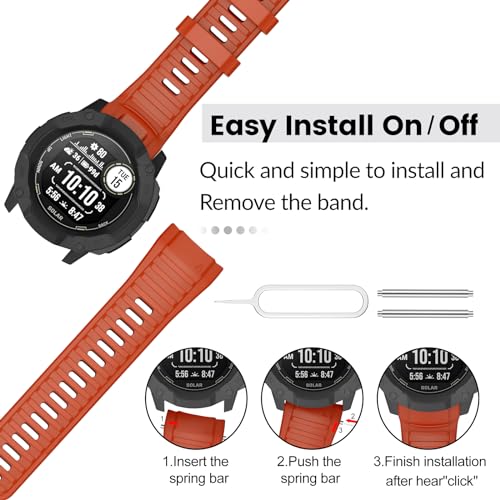 MYSNBKN 26mm Watch Strap for Garmin Instinct 2X/Instinct 2X Solar, Tactical Soft Silicone Replacement Strap with Adapter Tools - Image 2