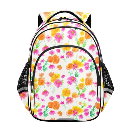 Emelivor Watercolor Roses Blossom Kids Backpack School Cute Bookbag Toddler Backpacks Daypacks Bag for Kids,M