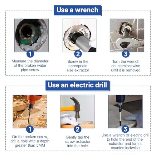 Niudai Schraubenausdreher Set, 5-teilig HSS 4241, M3-M18 Linksausdreher für Beschädigte Schrauben, mit Aufbewahrungsbox, Spiral Screw Extractor, Silber