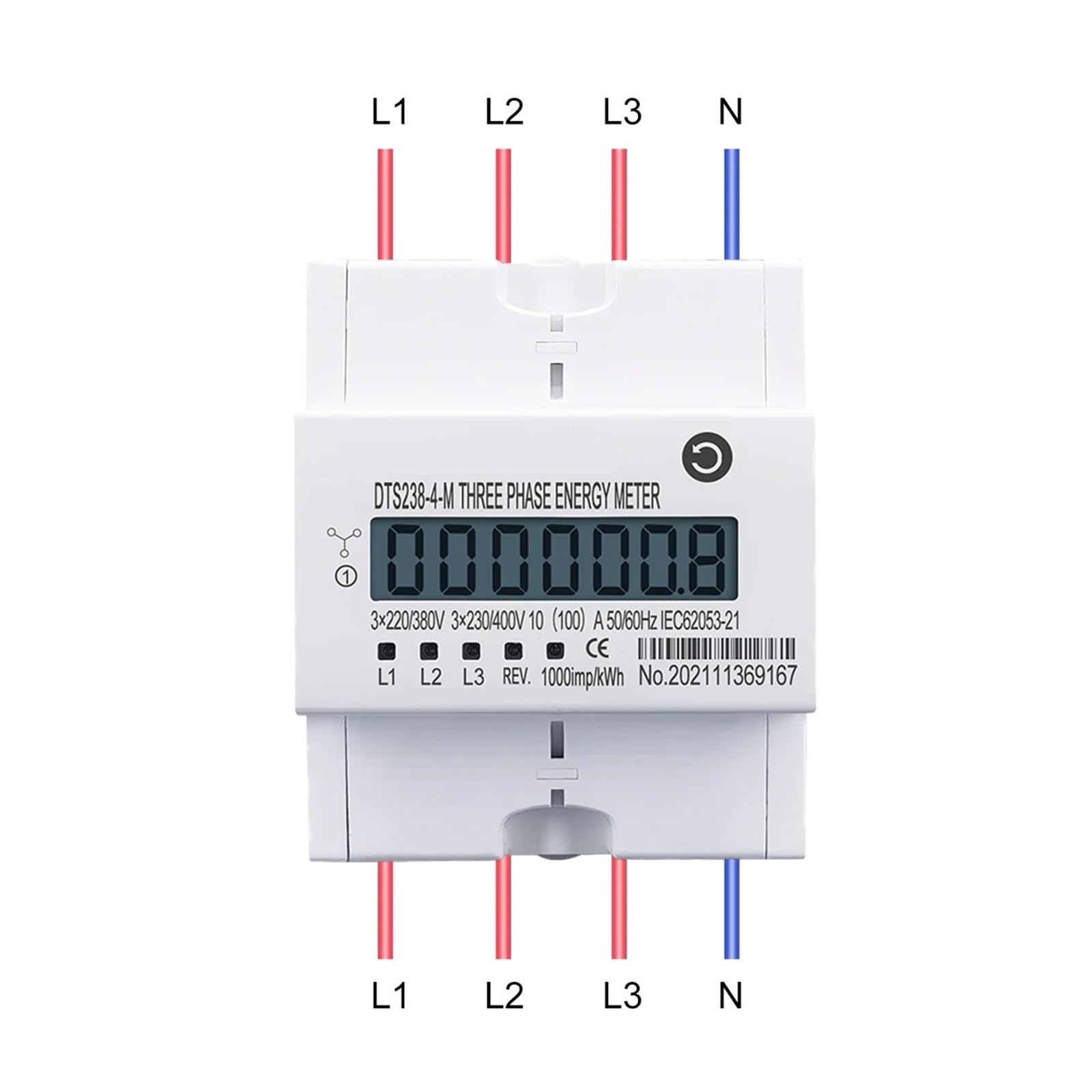 Licznik energii 4P 100A Trójfazowy na szynę Din kWH Watogodzina Licznik energii na szynę DIN 3 * 230/400 V 3 * 120/208 V 3 * 220/380 V 2 * 120/208 V 50 Hz 60 Hz(3x220v 100a 60hz)
