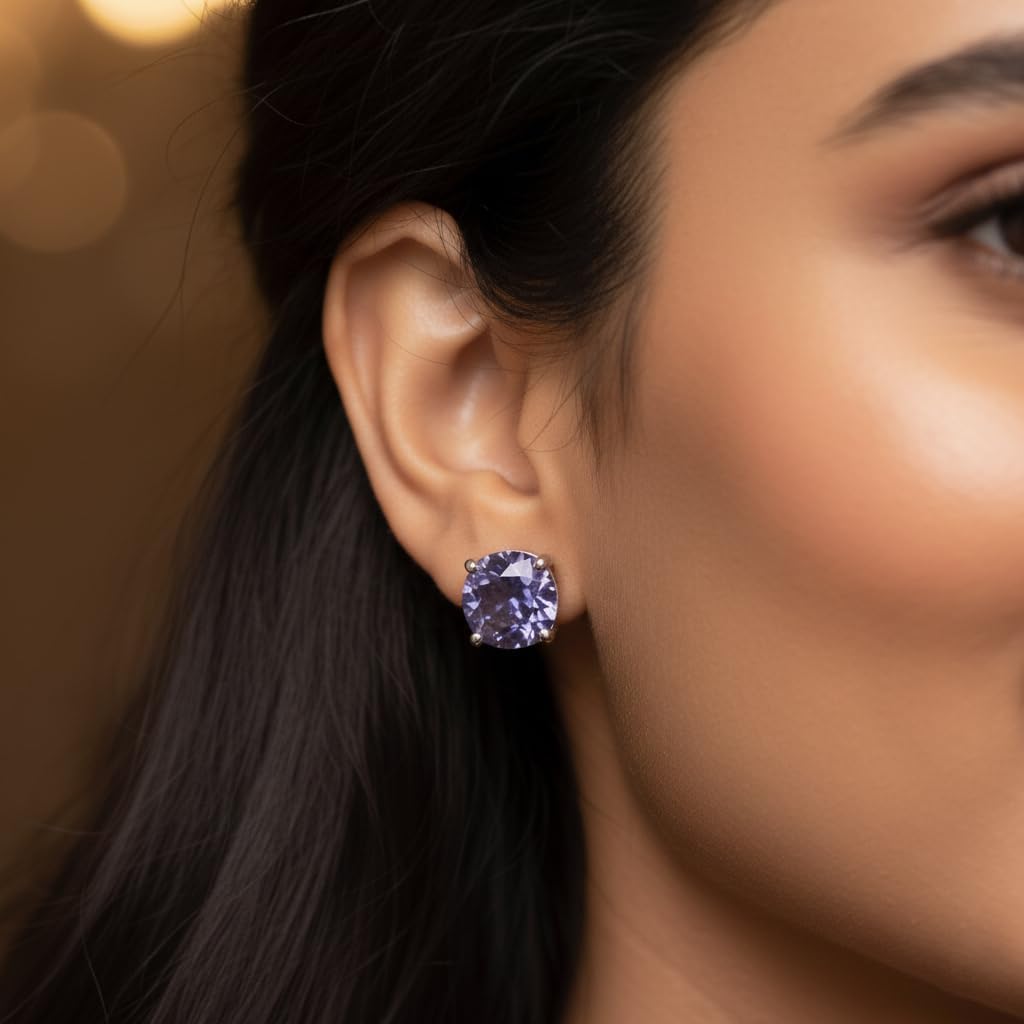 REAL-GEMS Certified Natural Diamond Stud Earrings for Women in 925 Sterling Silver with Multiple Carat and Color Options