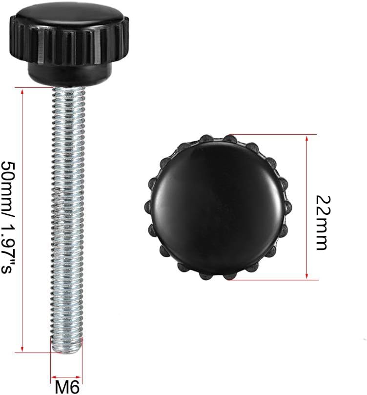 MACHSWON Knurled Clamping Knobs Saw Drill Press Lathe and Routing Jigs Packaging Machinery Printing Equipment Hand Clamping Handle Bolt Hand Knob Screw Replacement Parts M6 x 50mm 10pcs - Image 2