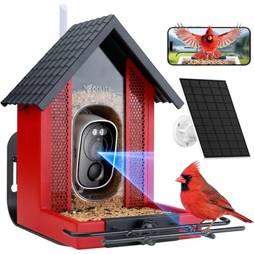 Smart Bird Feeder with Camera 2.5K HD, BOLITE Bird House for Outdoors, AI Auto-Capture & Motion Detection, Weatherproof Camera, Solar Powered, Ideal Gift for Men Women Mom Dad & Bird Lovers,