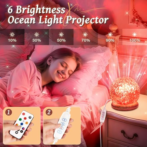 Image of One Fire Ocean Projector for Bedroom with Remote-18-Color LED Mood Lighting Shower Lamp,Dimmable Night Light Projector Aurora Light Projector for Bathroom,Aesthetic Room Decor,Gift for Teen Girls