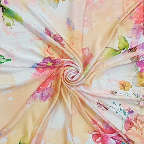 Image of Satin Silk Women's Large Square Floral Fashion Scarf | Soft satin silk neck scarf, head scarf, hair scarf, bandana, wrap, hijab, lightweight fashion accessory