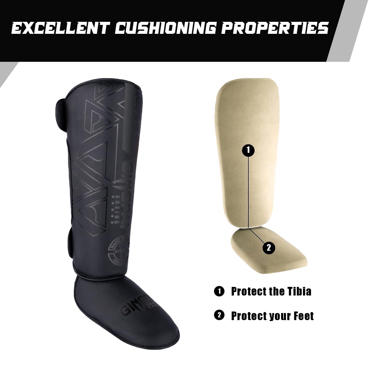 Paratibie Kick Boxing,Paratibie Muay Thai,Parastinchi Kick Boxing con Fodera Ammortizzante per Proteggere Polpacci e Piedi,Paratibie MMA per Boxe,Sparring,Kickboxing,Karate
