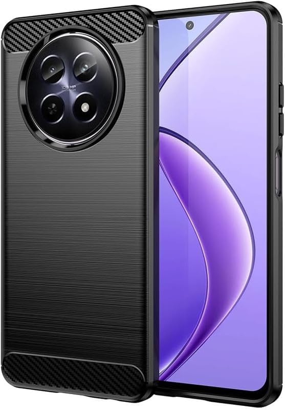 Image of NPRC Hybrid Ultra Slim Protective Case TPU Non-Slip Carbon Fiber Texture Shockproof Case Cover for Realme P1 Speed - Black