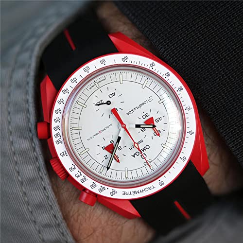 Image of Bands for Moonswatch Watch,Curved No Gap Rubber Strap Compatible with Omega X Swatch Moonswatch Speedmaster /Rolex /SEIKO 20mm Watch,Swatch Omega Moonswatch Speedmaster Watch Replacement Band Men Women