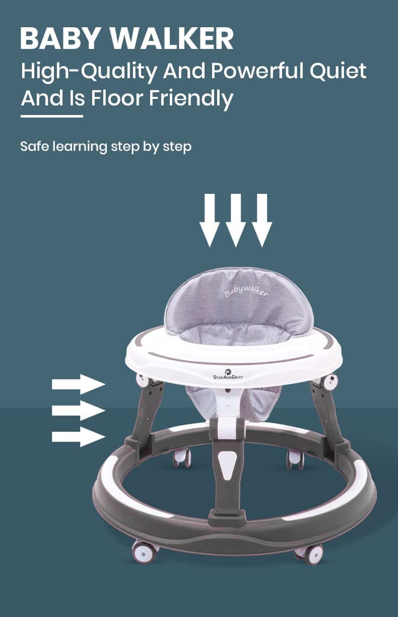 StarAndDaisy Baby Walkers 6-24 Month Boy & Girl / 360° Walker for Kids 1 Years with Multi Adjustable Height/Multi-Function Baby Walker with Anti-Rollover - (Grey) 3