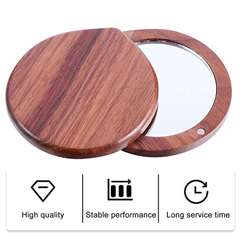 Lurrose Wooden Compact Mirror Portable Makeup Mirror Pocket Mirror Handheld Travel Mirror For Purses #TOP1