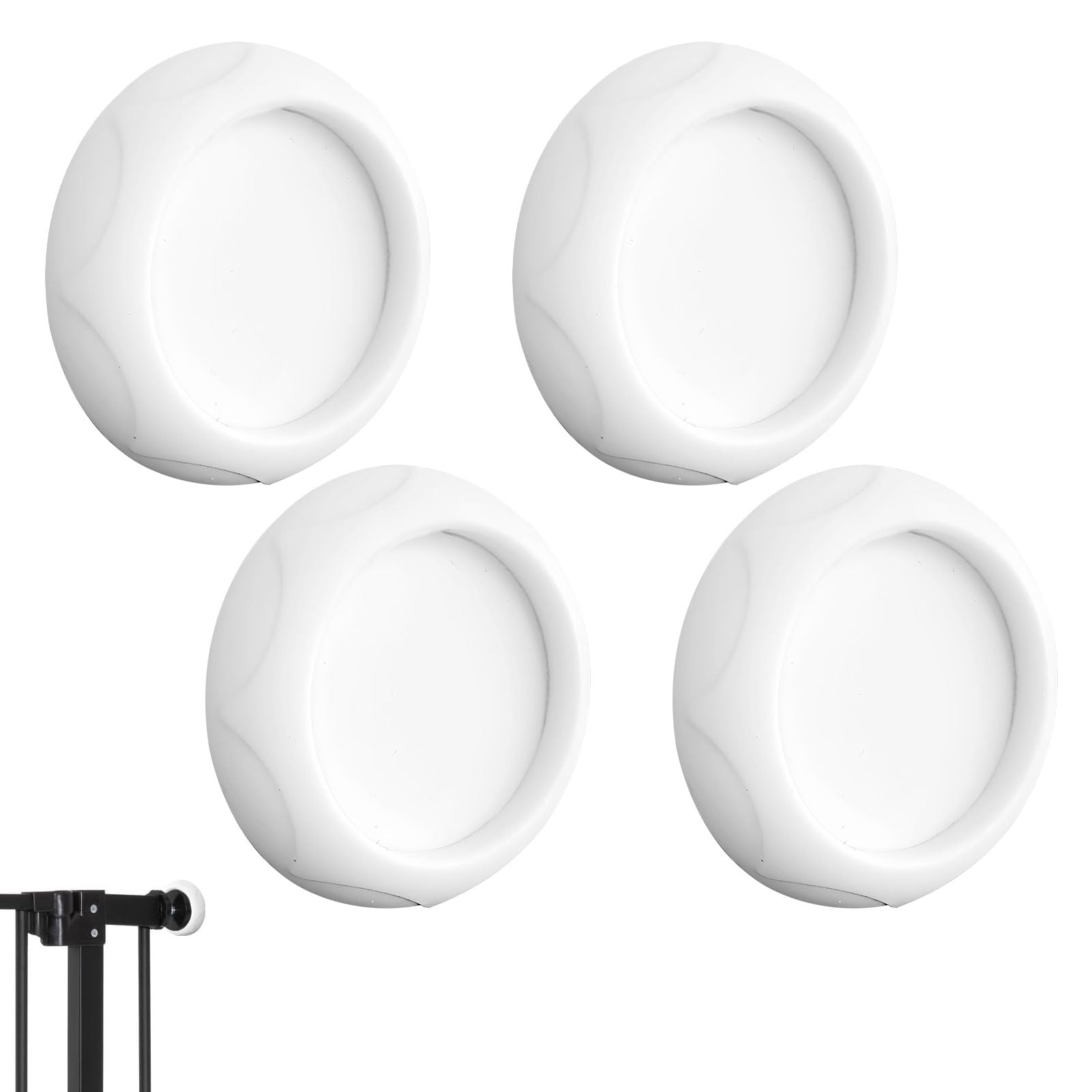 Baby Gate Wall Protector, Dog Stair Stopper,Stair Gate Fittings Installation Without Drilling, 4pcs White Silicone Wall Saver for Gate Extension, Protecting Babies and Pets Safety on Walls and Stairs