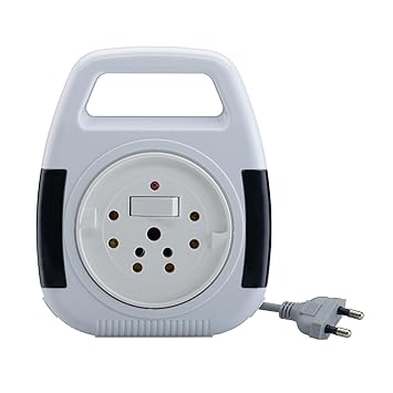 Anchor by Panasonic 6A 2 Pin Flex Box with Indicator & Handle | 4 Mtr Extension Flex Box for Home, Office (White) - image, photos