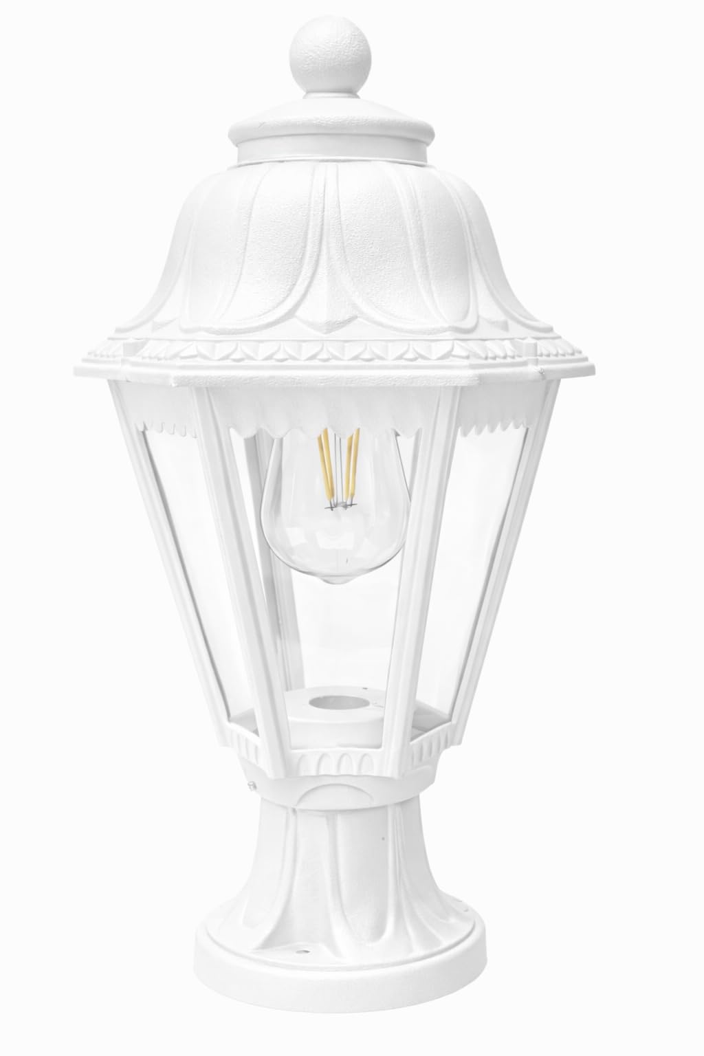 HUA QIANG WANG Outdoor Plastic Post Lights, Exterior Lamp Post Light Fixture with E27 Socket, White Waterproof Post Lantern with Clear Lampshade, Pillar Outside Lighting for Garden, Patio, Pathway